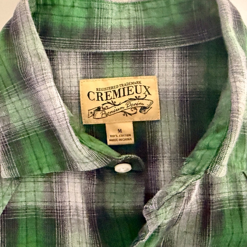 Daniel Cremieux Premium Men’s Green Plaid Long Sleeve Western Shirt — Size M